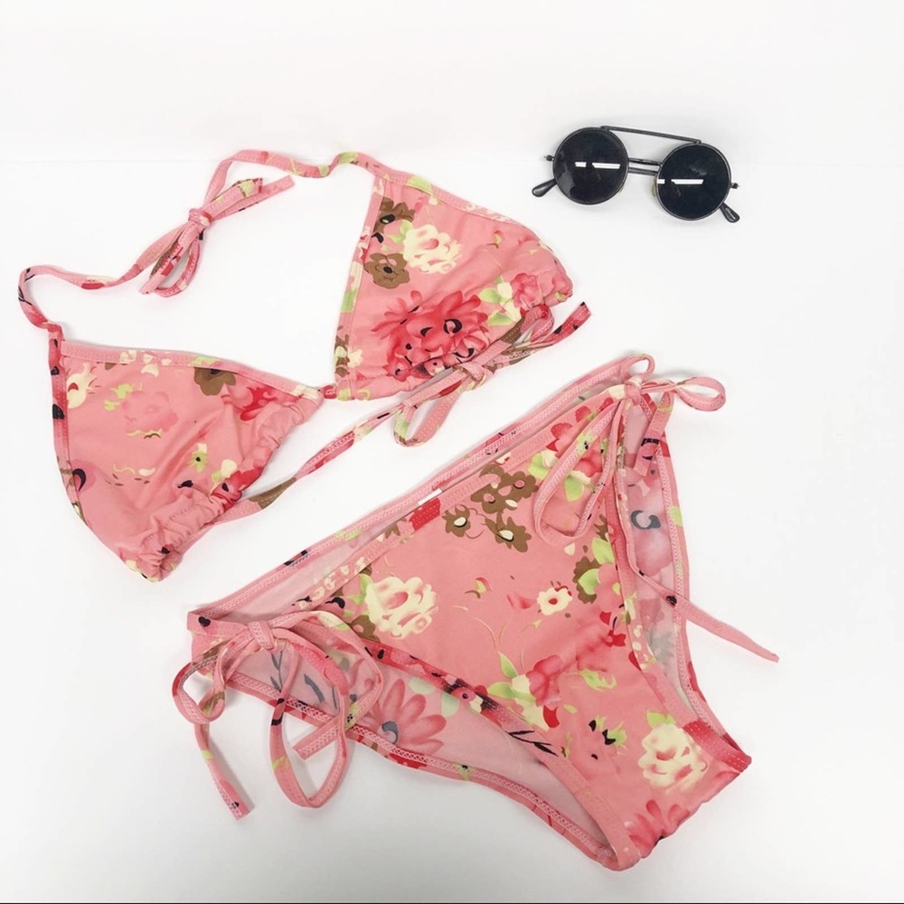 NWOT CHUNS Floral Pink Bikini Set